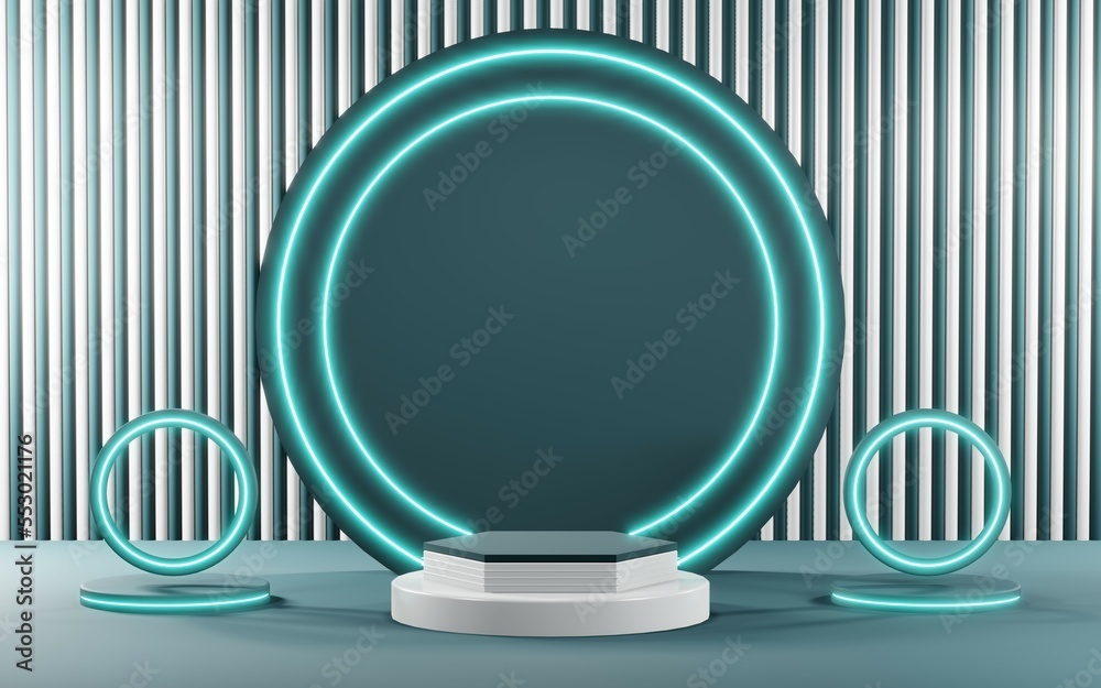 3D render of Podium background in blue tones for displaying cream products. cosmetics 3D render of Podium background in blue tones for displaying cream products. cosmetics