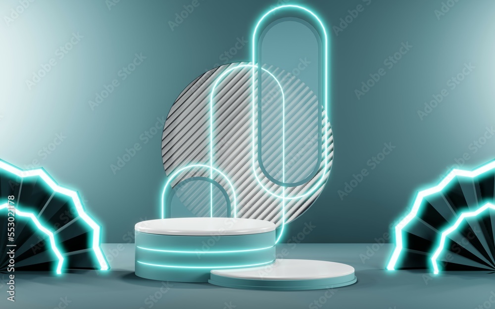 3D render of Podium background in blue tones for displaying cream products. cosmetics 3D render of Podium background in blue tones for displaying cream products. cosmetics