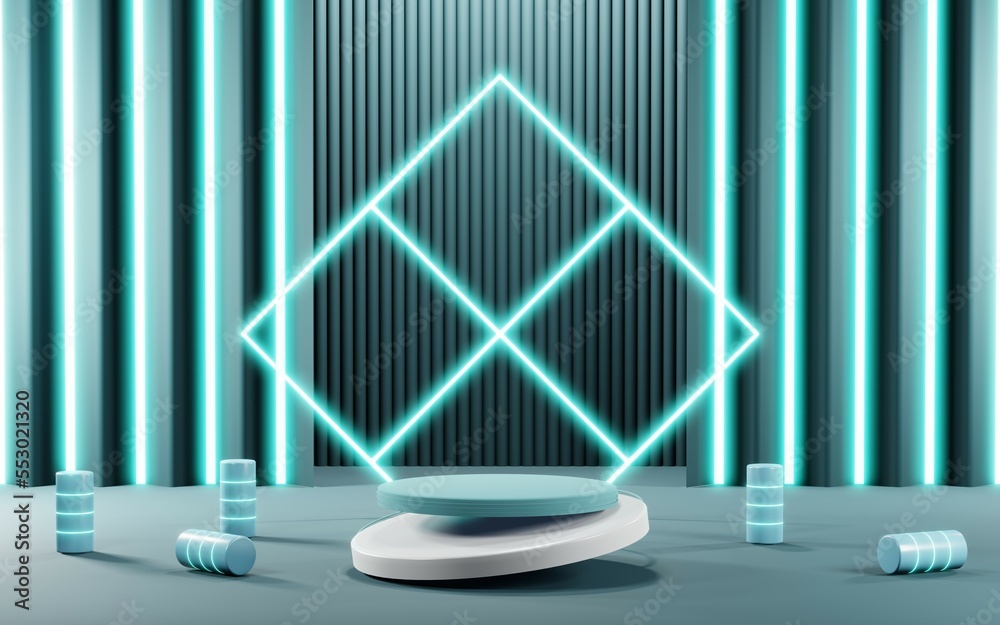 3D render of Podium background in blue tones for displaying cream products. cosmetics 3D render of Podium background in blue tones for displaying cream products. cosmetics