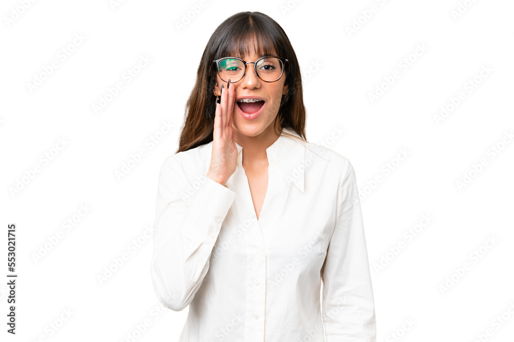 Young caucasian woman over isolated chroma key background with surprise and shocked facial expression Young caucasian woman over isolated chroma key background with surprise and shocked facial expression