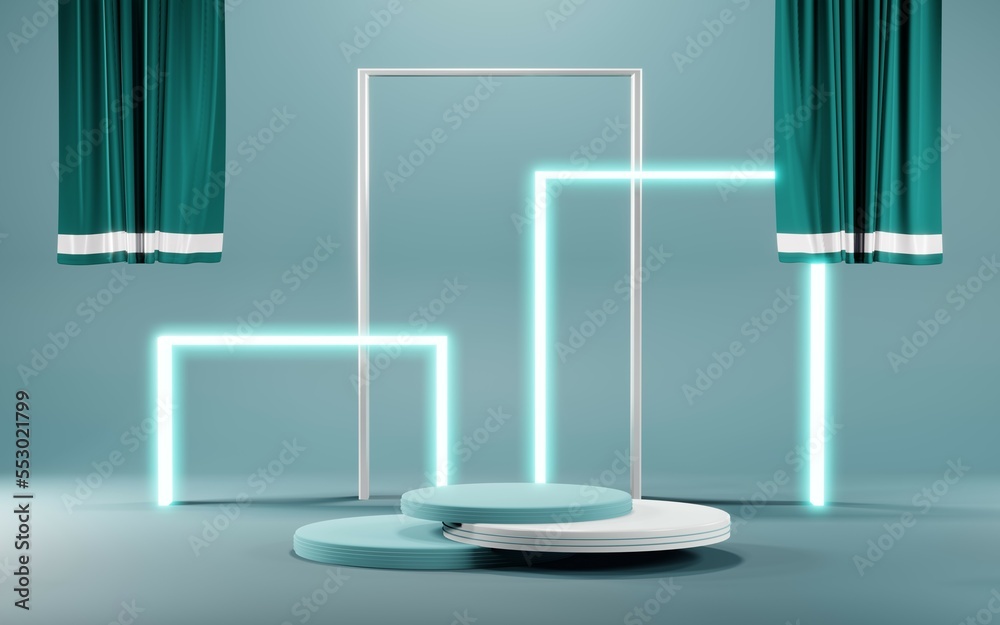 3D render of Podium background in blue tones for displaying cream products. cosmetics 3D render of Podium background in blue tones for displaying cream products. cosmetics