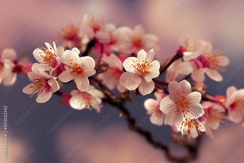Obraz premium Pink sakura flowers. AI generated.