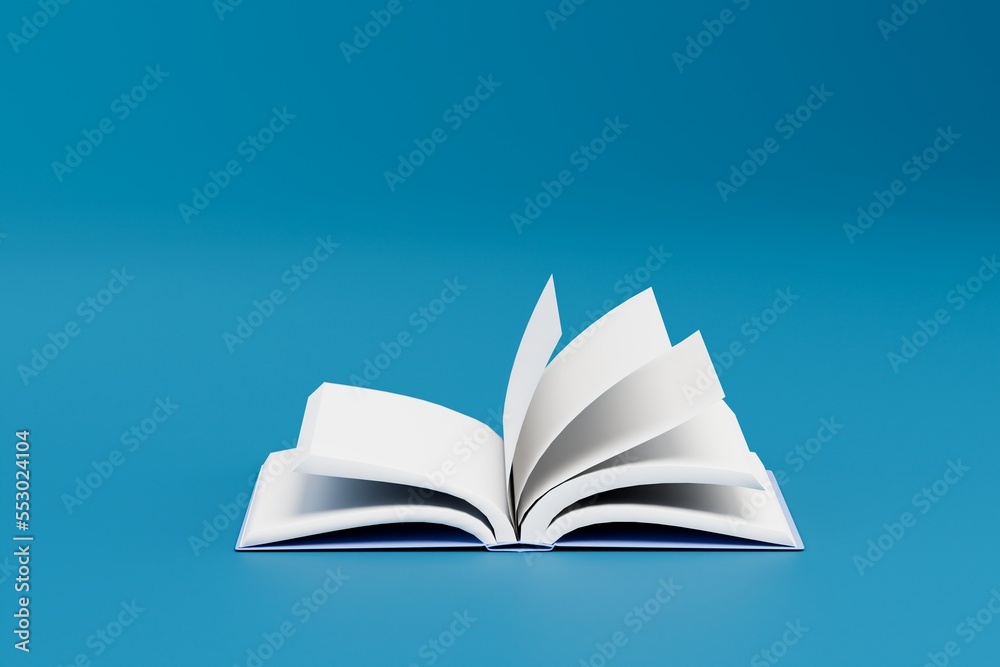 love of reading books. an open book on a turquoise background. 3D render love of reading books. an open book on a turquoise background. 3D render