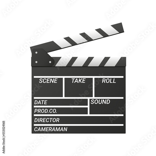 Foto Movie clapperboard. Film clapboard isolated.