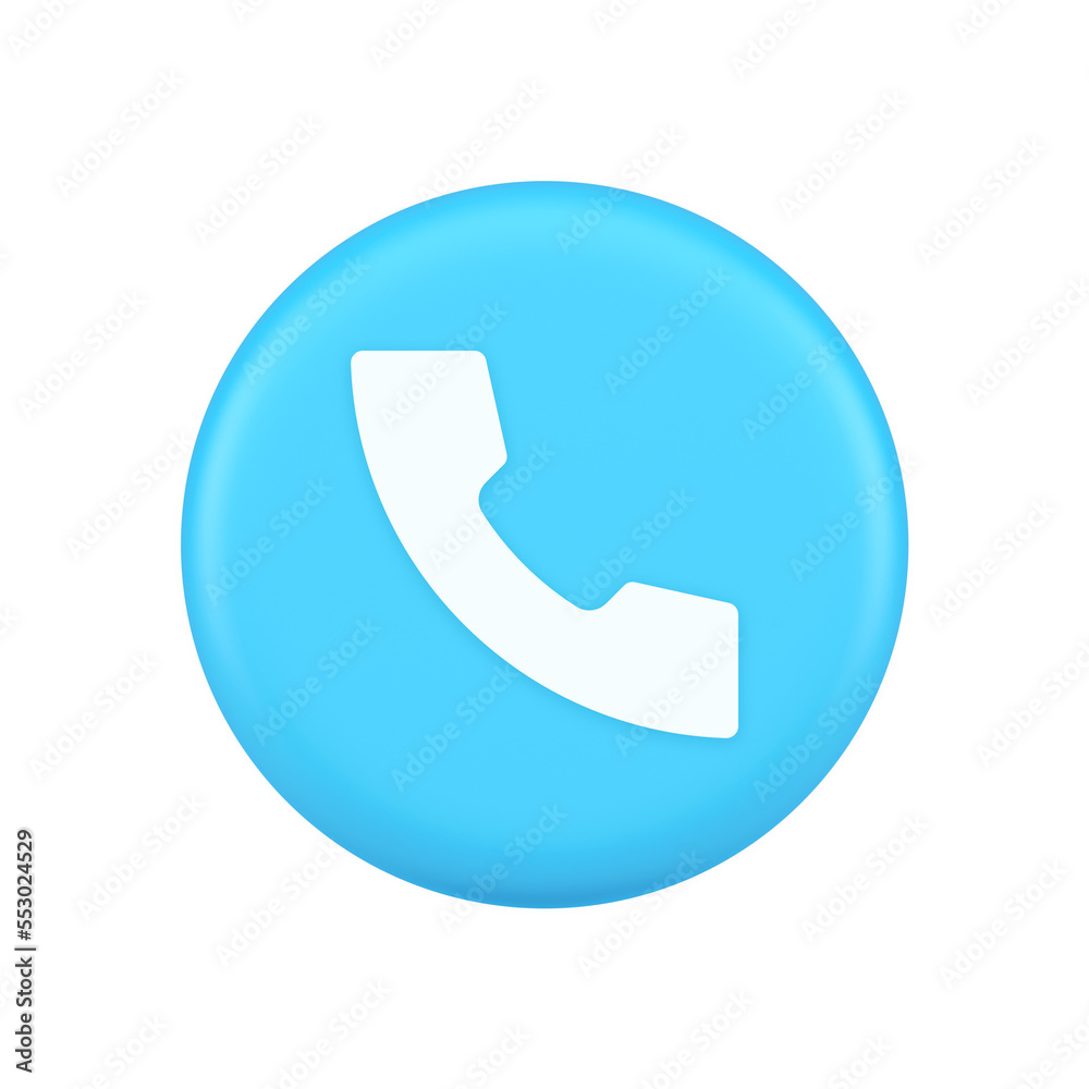 Helpline hotline call center phone handset round button 3d realistic icon Helpline hotline call center phone handset round button 3d realistic icon