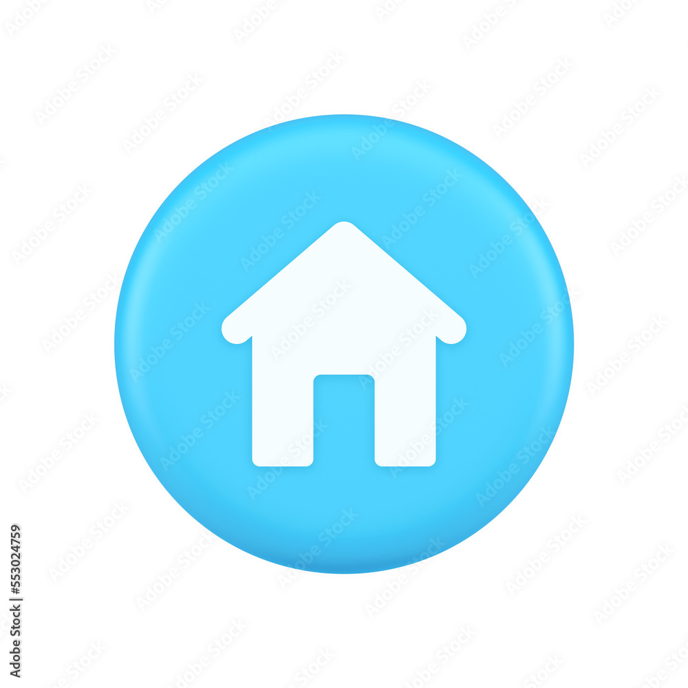 Home page button house web symbol cyberspace application interface 3d realistic icon Home page button house web symbol cyberspace application interface 3d realistic icon