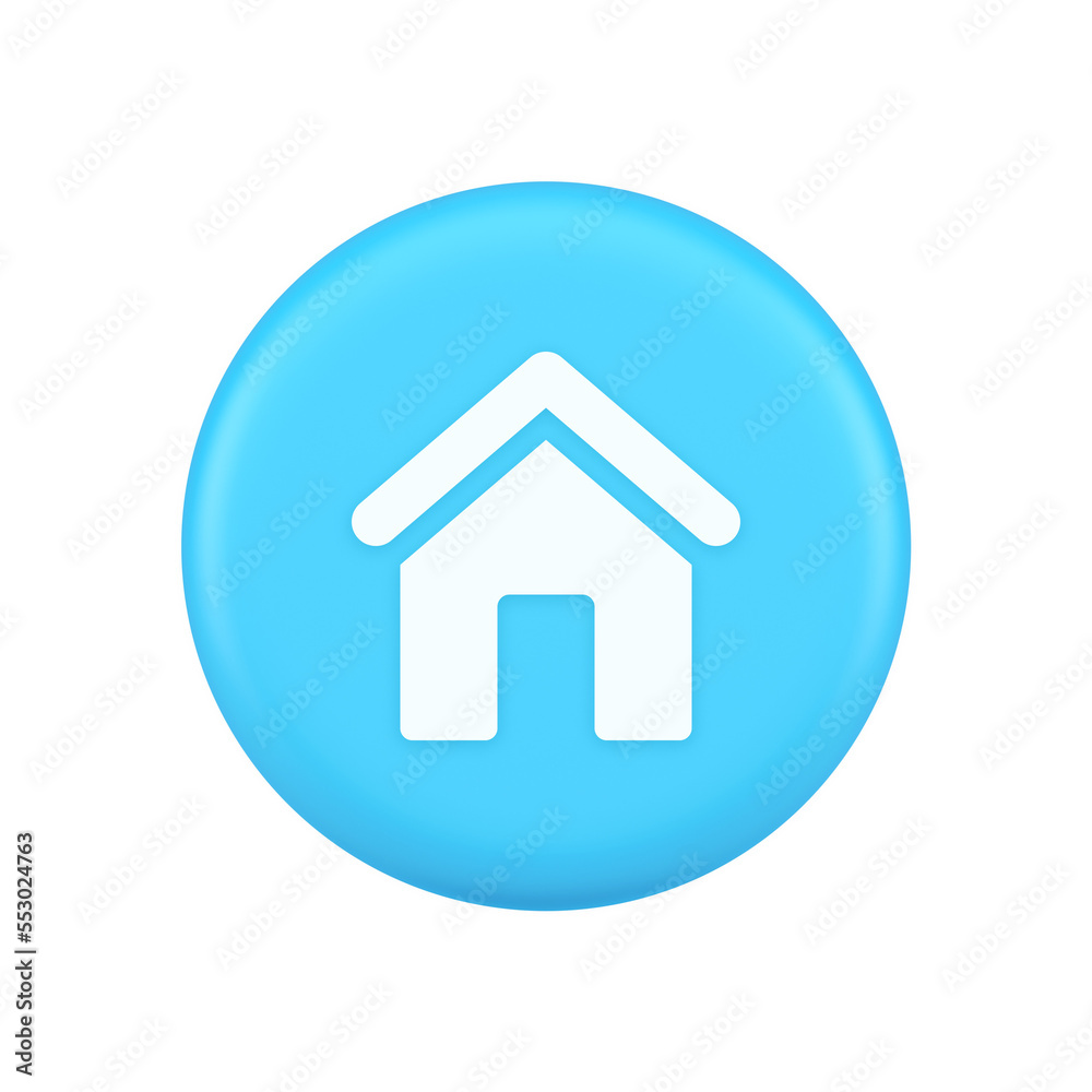 Main internet page button homepage house with roof navigation cyberspace interface 3d icon