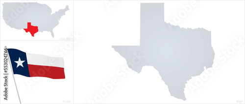 Texas flag and map. vector illustration
