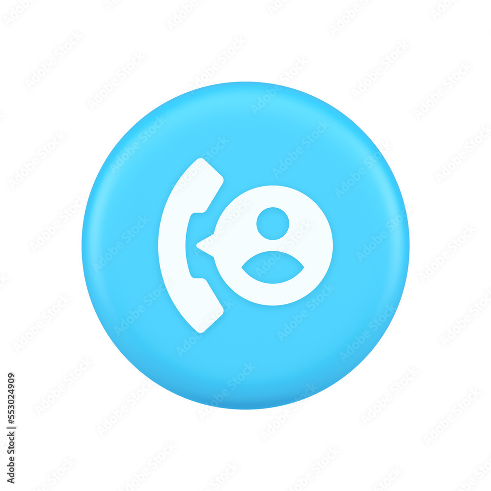 Phone contact call helpdesk customer support button telephone talk service 3d realistic icon