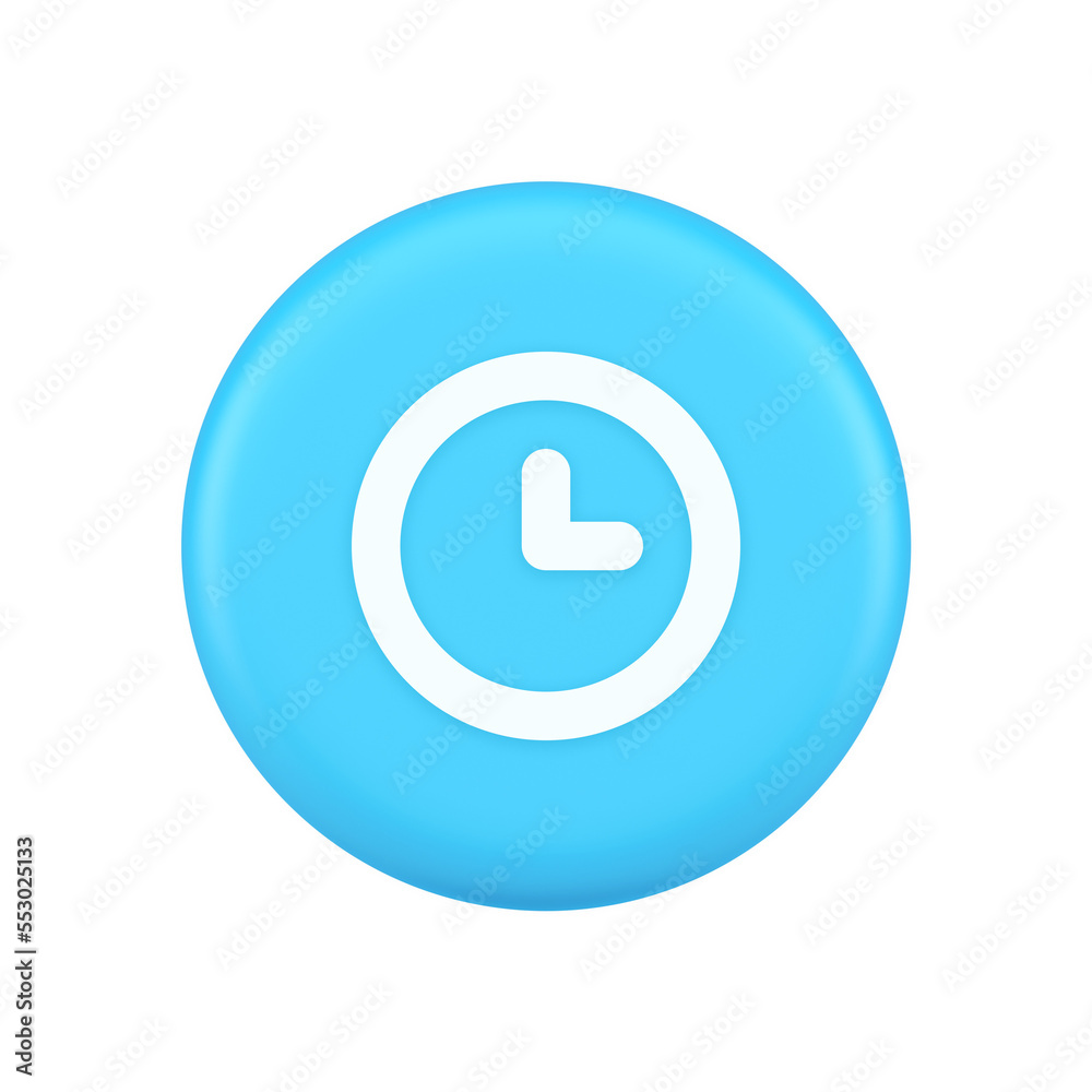 Timer countdown deadline control button time management watch web app design 3d icon