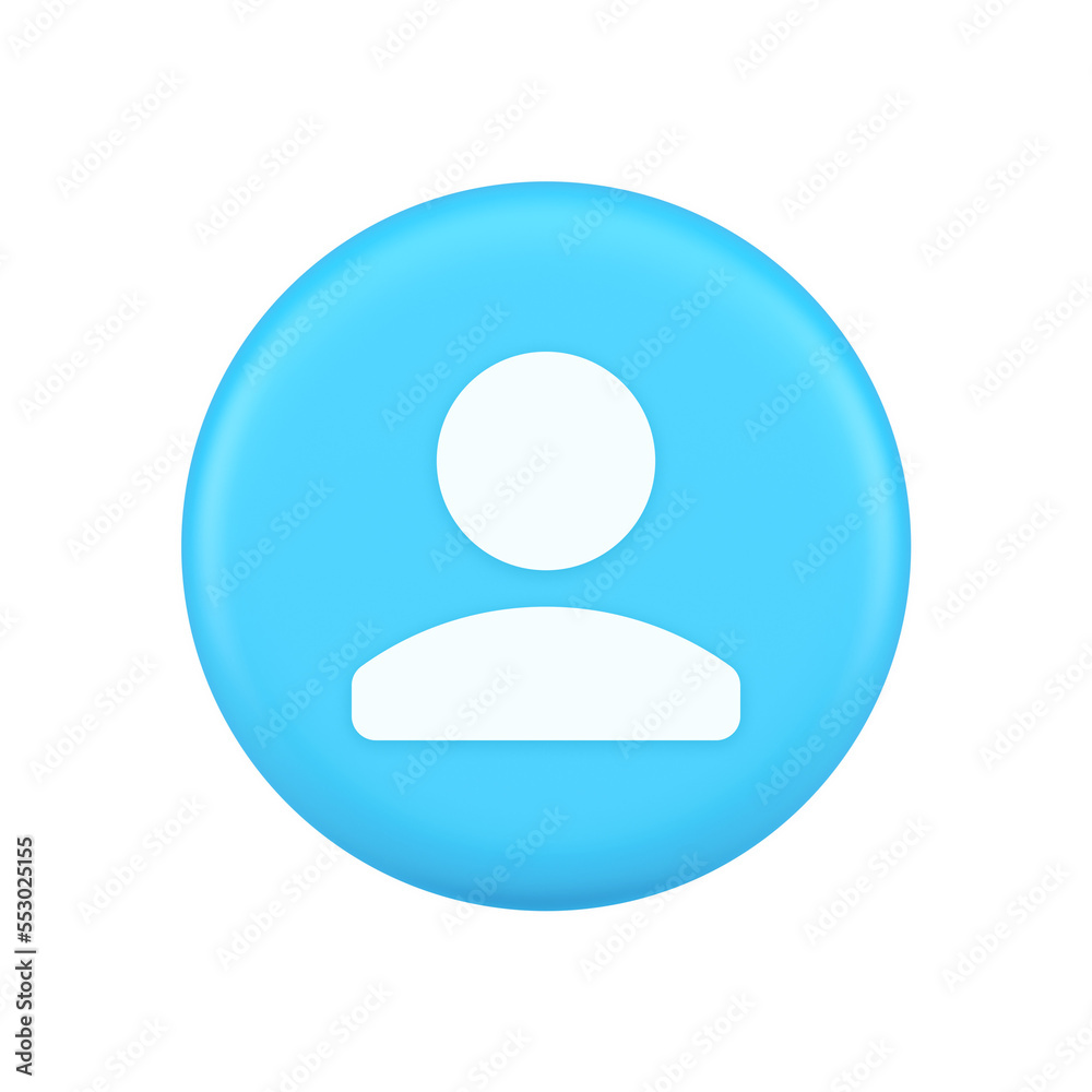 User person human contact button cyberspace account information web app 3d realistic icon User person human contact button cyberspace account information web app 3d realistic icon