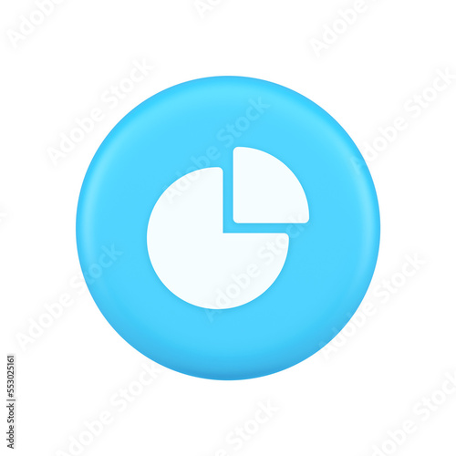 Chart pie diagram piece button business presentation financial report 3d realistic icon