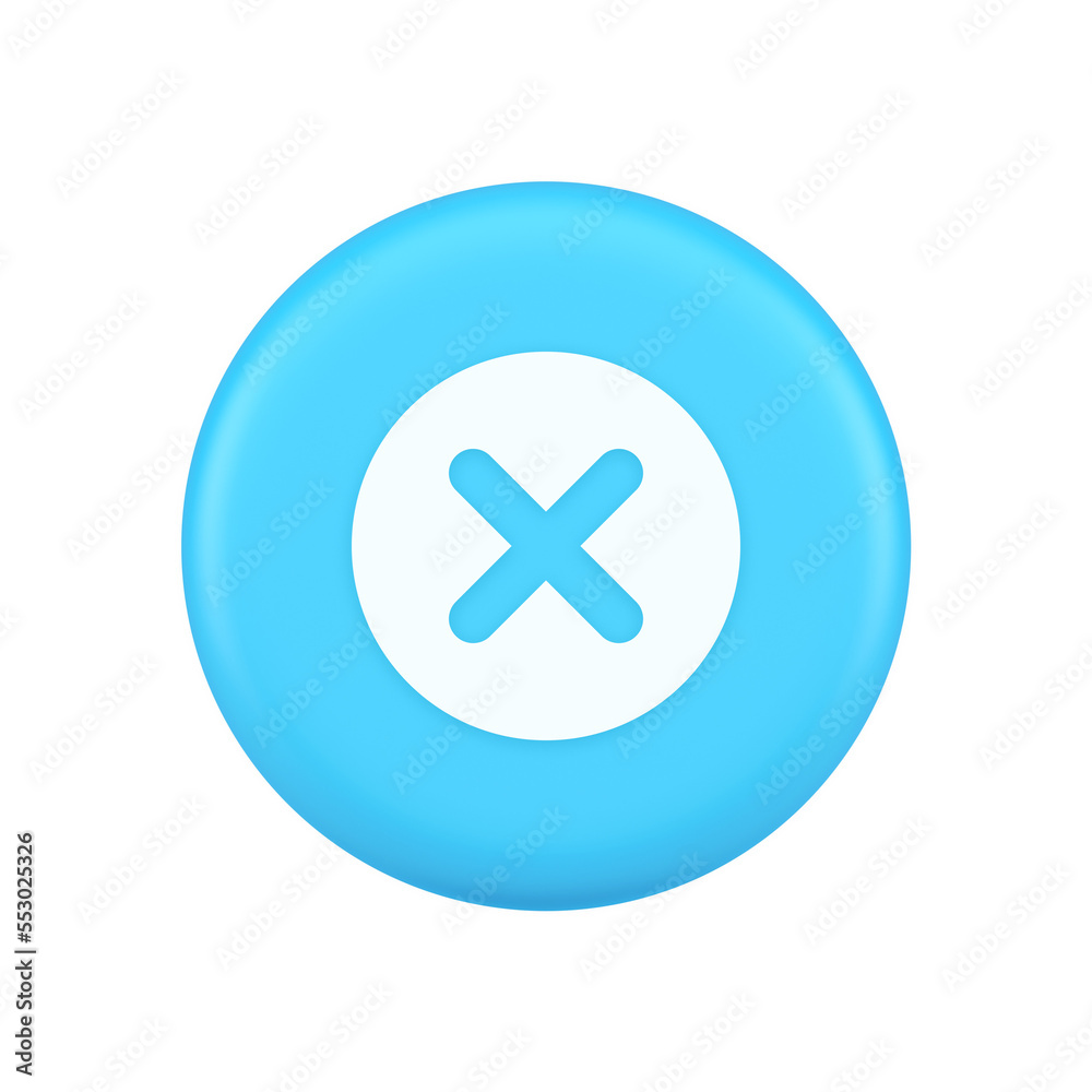 Cross button cancel reject decline negative forbidden fail 3d realistic icon Cross button cancel reject decline negative forbidden fail 3d realistic icon