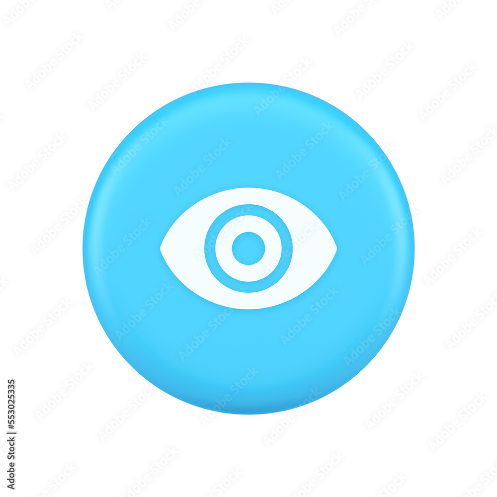 Eye button visibility searching optical lens web application 3d realistic icon Eye button visibility searching optical lens web application 3d realistic icon