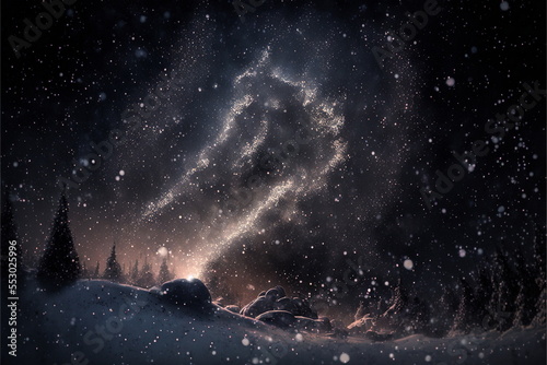 snow dust, stars in the sky © CreativeImage