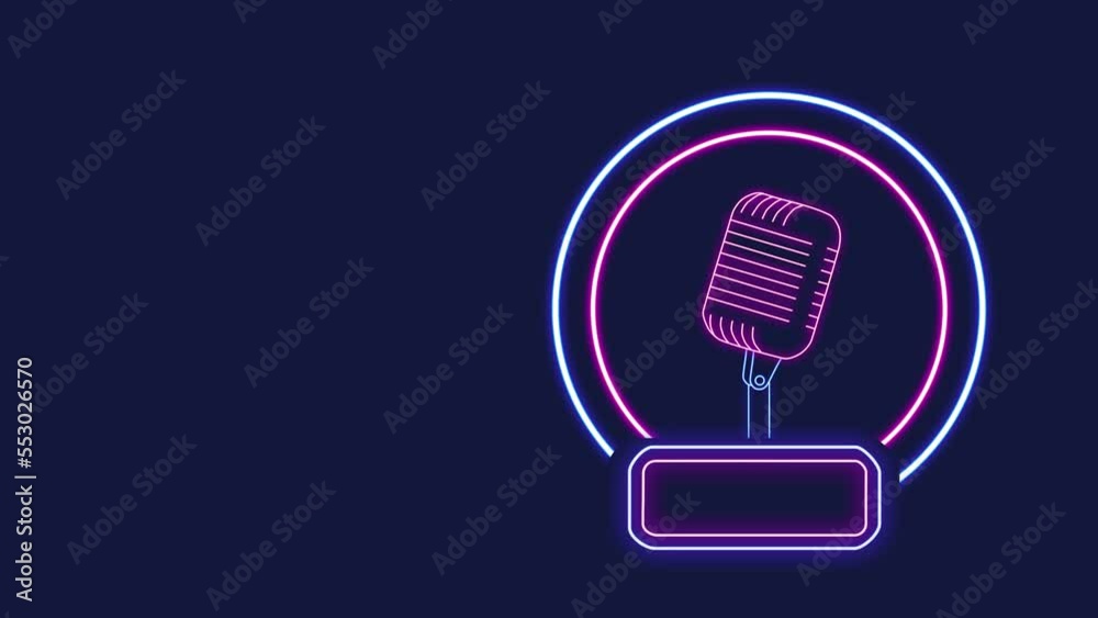 Microphone in neon lights, logo design