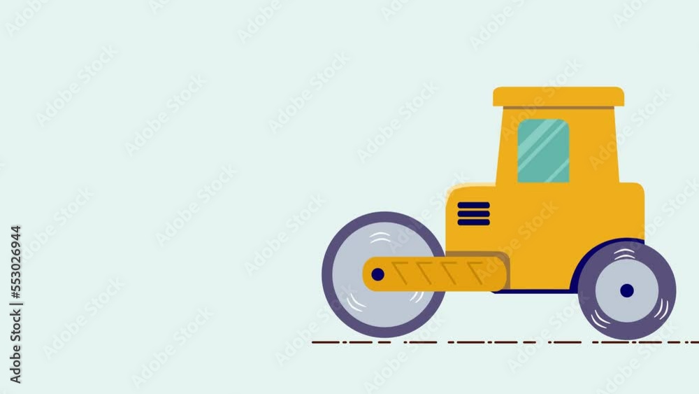 A tractor for asphalt roads, placing new paths A tractor for asphalt roads, placing new paths