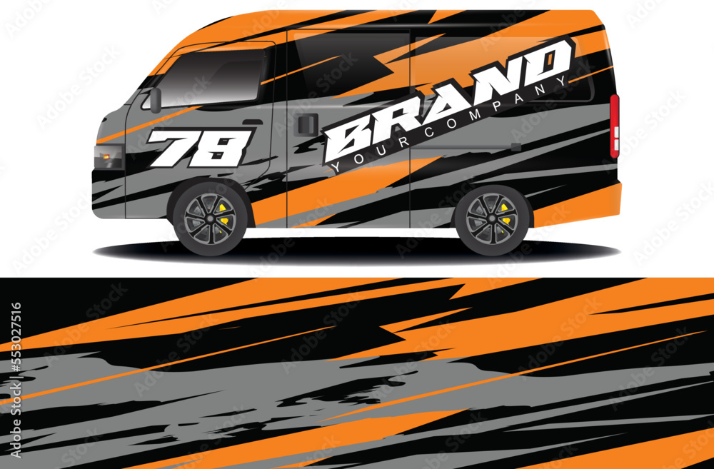 cargo van wrap sticker design. Abstract graphic line racing background ...