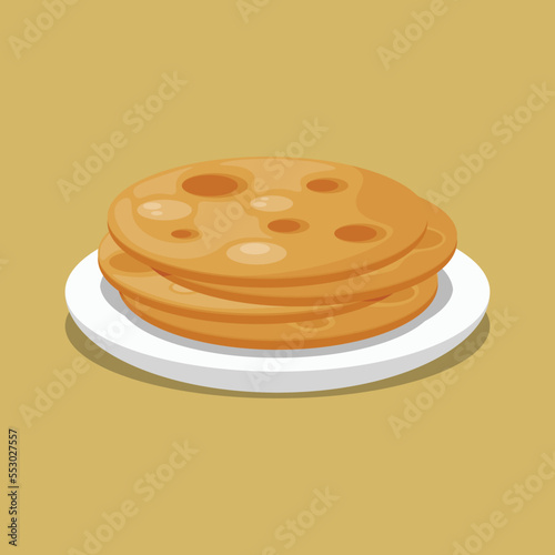 Paratha India Food. Design with cartoon.