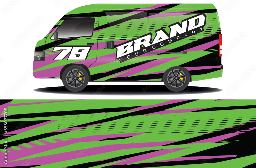 cargo van wrap sticker design. Abstract graphic line racing background ...