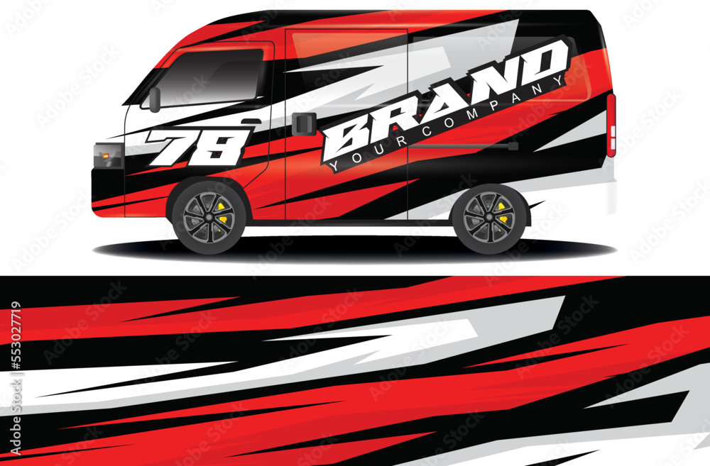 cargo van wrap sticker design. Abstract graphic line racing background ...