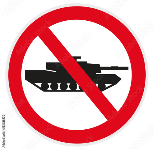 Verbotsschild Piktogramm Panzer