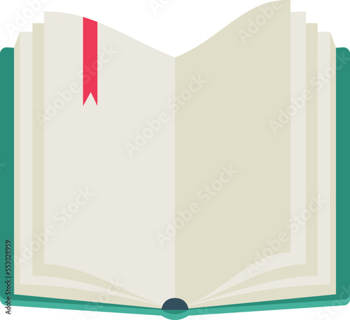 Open book with white pages and red bookmark