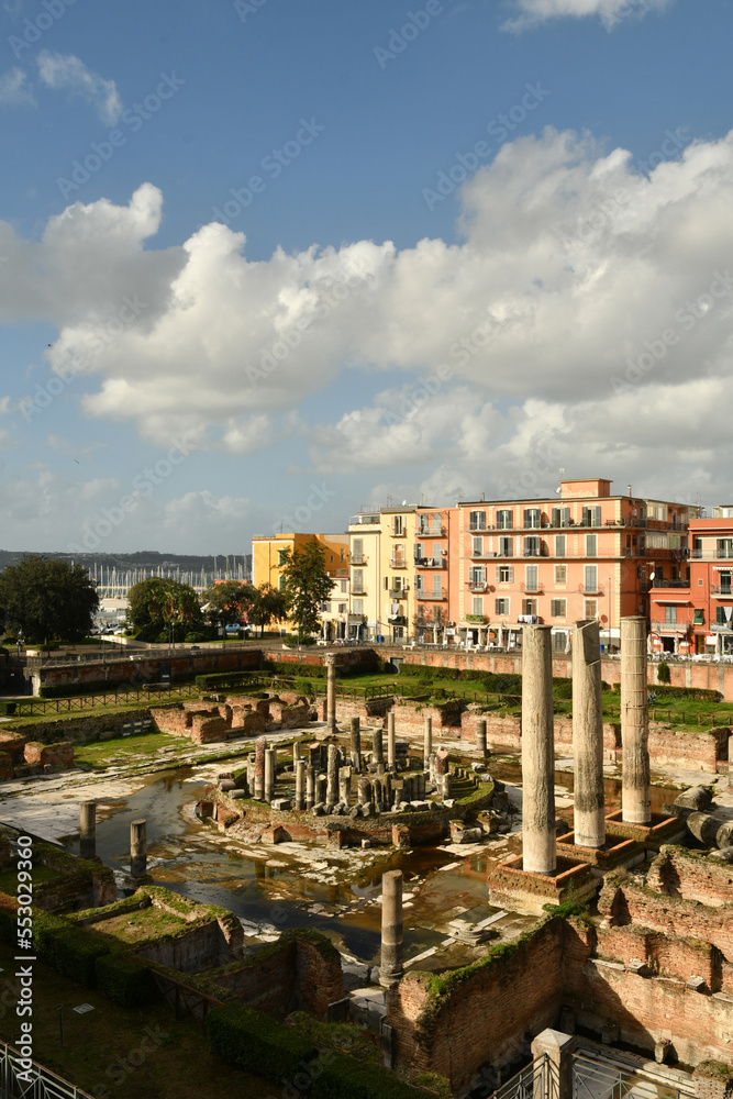 Fototapeta premium The ruins of an important temple of ancient Rome in Pozzuoli, a town in the province of Naples, Italy.