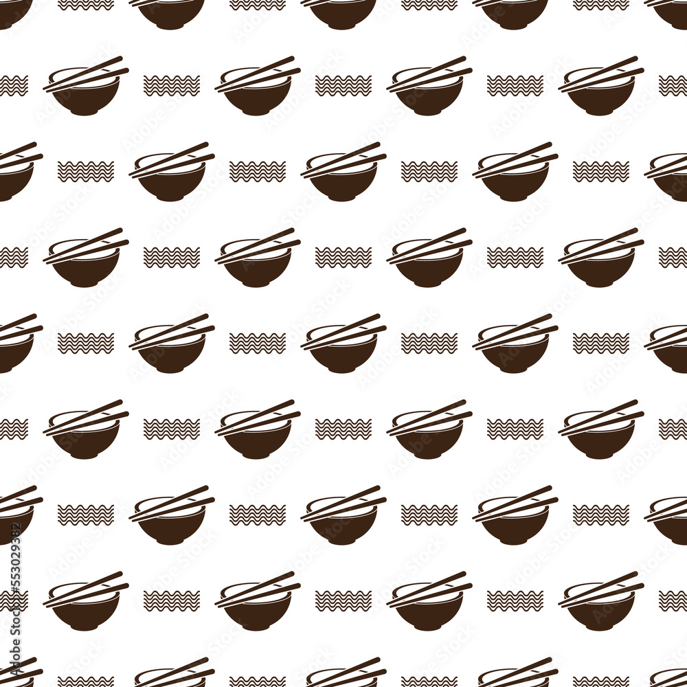 seamless pattern bowl and chopsticks for background, wall decoration, fabric motif, texture, wallpaper, suitable for noodle restaurant decoration seamless pattern bowl and chopsticks for background, wall decoration, fabric motif, texture, wallpaper, suitable for noodle restaurant decoration