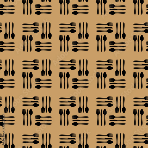 Seamless spoon and cutlery patterns for backgrounds, packaging, textures, fabric patterns, wallpapers, wall decorations for restaurants, cafes and other places to eat 