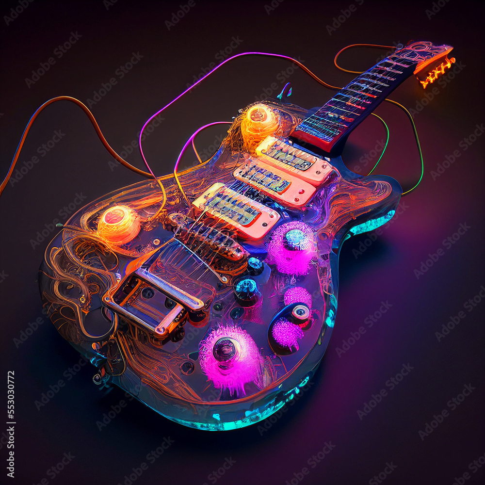 Naklejka premium Steam Punk Glowing Guitar