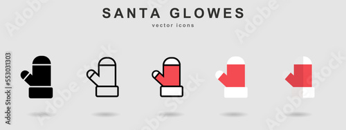 collection of 5 styles santa glowes icons