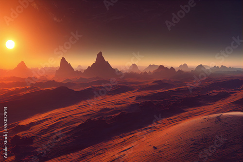 Desert landscape. Desert area, sand terrain, illustration. © Juan