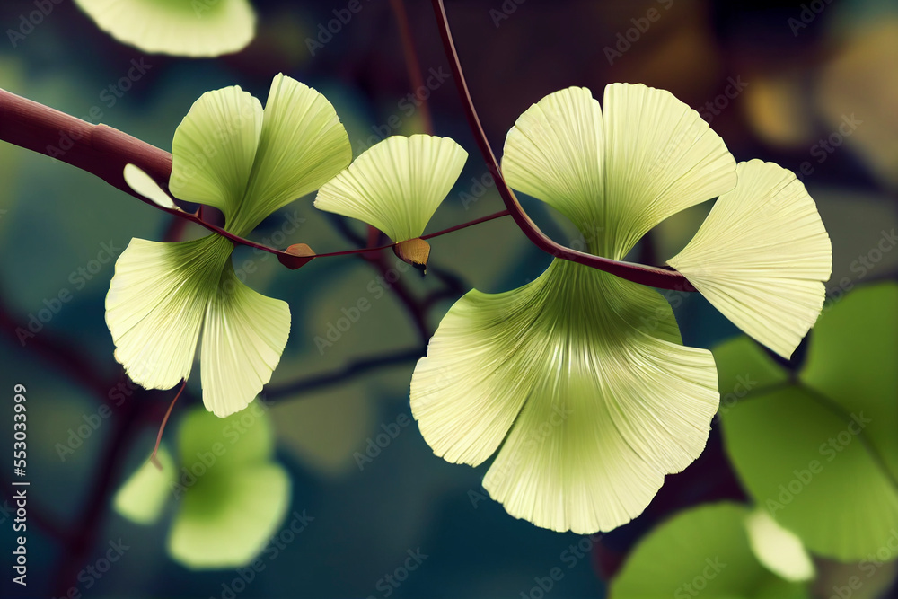 Ginkgo leaves seamless pattern botanical illustration Floral background Luxury elegant pattern