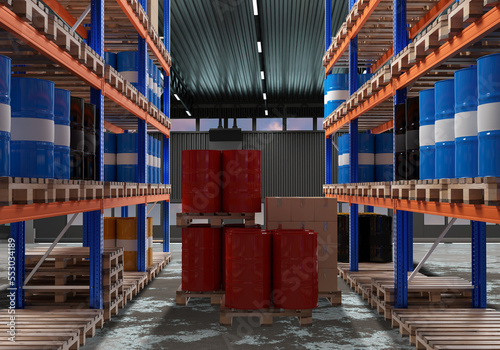 Racks with barrels inside w...