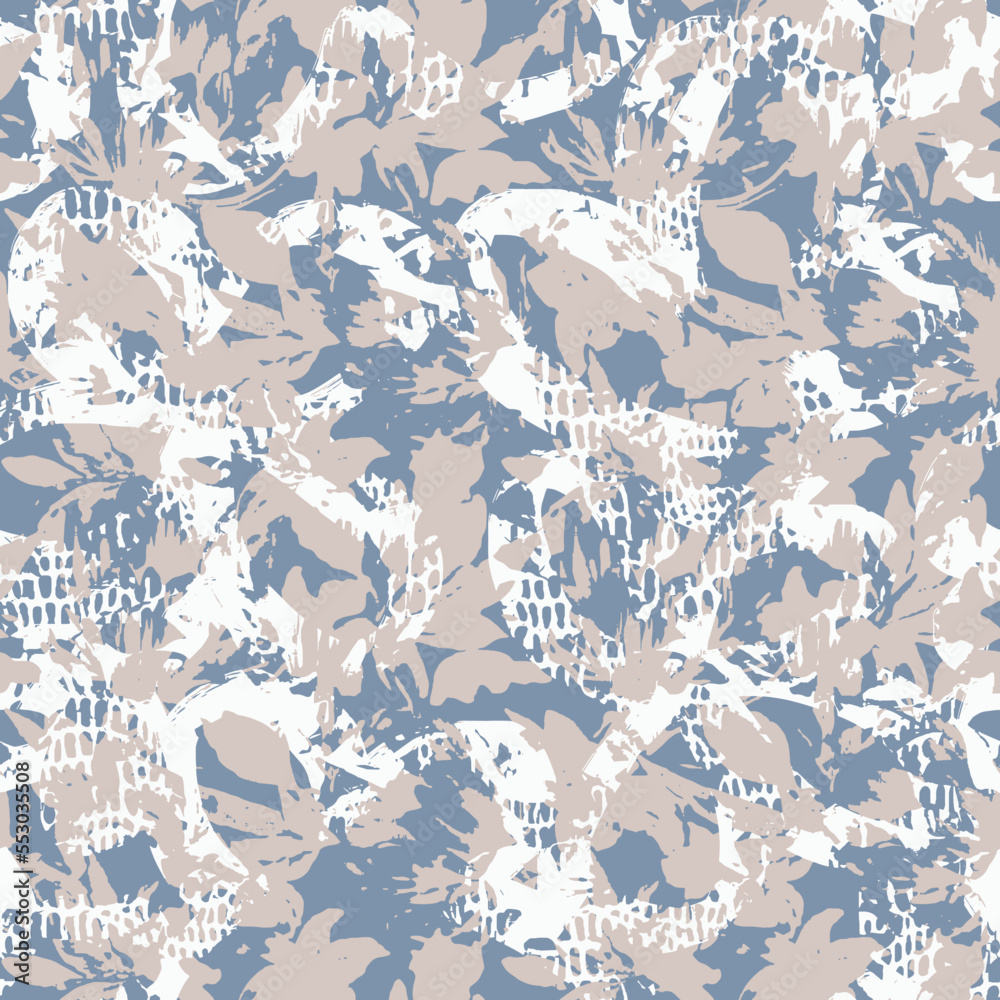 Fototapeta premium Exotic, tropical seamless pattern. floral leaves motif on Natural textured background. Abstract minimalist print organic texture. Minimal design wallpaper. Botanical ornament. Summer spring trends