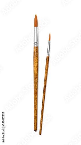 Two paintbrushes on a white isolated background, including clipping path