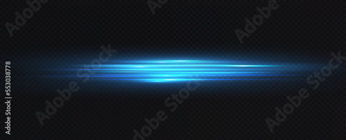 Vector illustration of a blue color. Light effect. Abstract laser beams of light. Chaotic neon rays of light