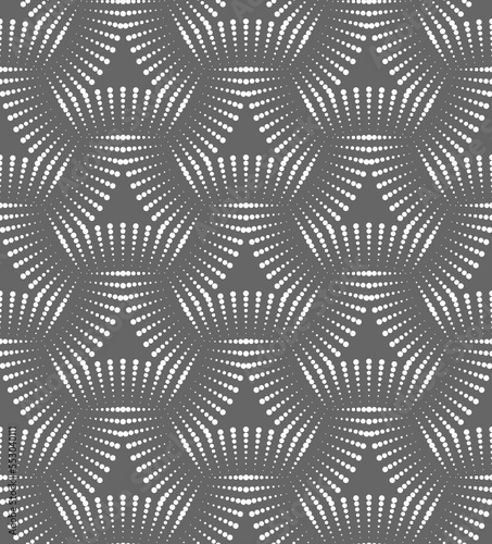 Vector seamless texture. Modern geometric background . A grid with hexagonal tiles of dots. © alla_ko