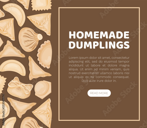 Cooked Traditional Chinese Dumplings or Dim Sum Vector Design Template
