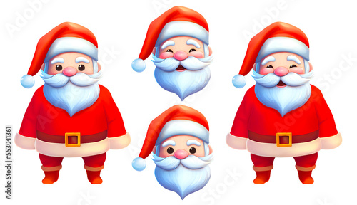Santa with serious and smiling face isolated on white background. Collection of digital cartoon illustrations © ChaoticDesignStudio
