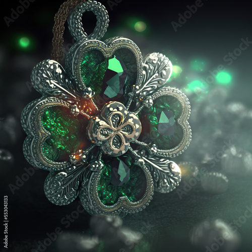 green lucky clover crystal, decoration, jewellery