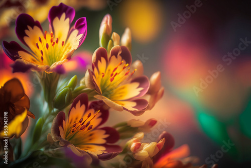 illustration of  beautiful Alstroemeria flowers  blooming with bokeh light   idea for freshness and happiness background or backdrop