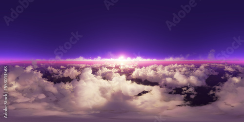 violet sky in cloud 360 HDRI. environment, panorama, 3d rendering	
 photo