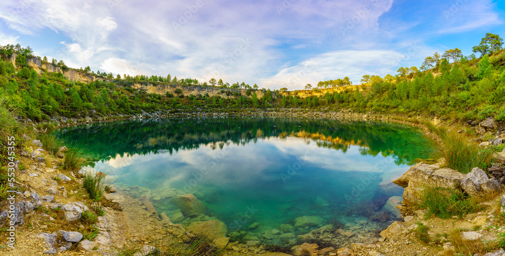 Fototapeta premium Scenic view of Laguna del Tejo last origin lagoon in Serranía de Cuenca, Spain