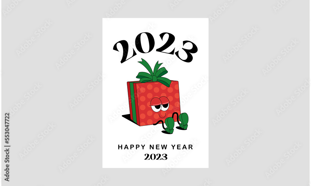 gift box character Hollidays card new year gift box character Hollidays card new year