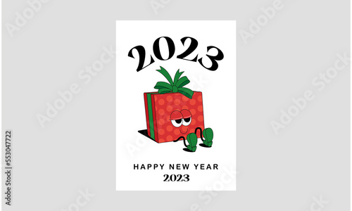 gift box character Hollidays card new year 