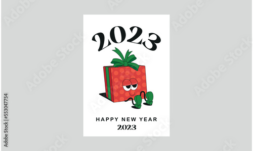 gift box character Hollidays card new year 