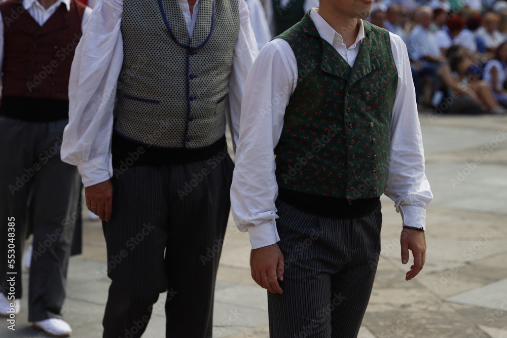 Basque folk dancers in an outdoor exhibition Basque folk dancers in an outdoor exhibition