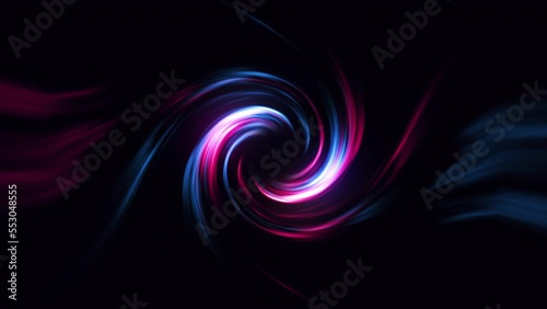 3D Digital Galaxy Abstract Wave Background. Red Blue Tunnel. Space Motion, Swirl. 